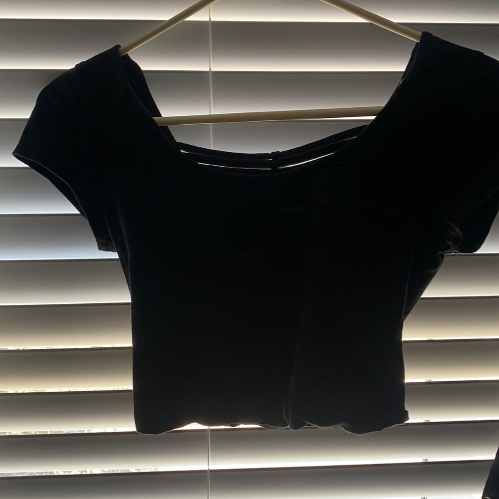 Black crop top with cutouts